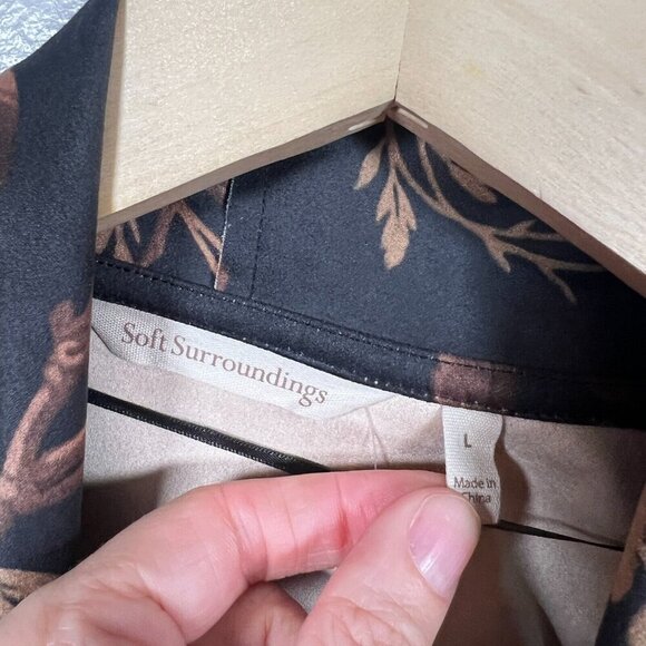 Soft Surroundings Shape Drape Faux Suede Jacket Floral Large Black Brown - Picture 3 of 10
